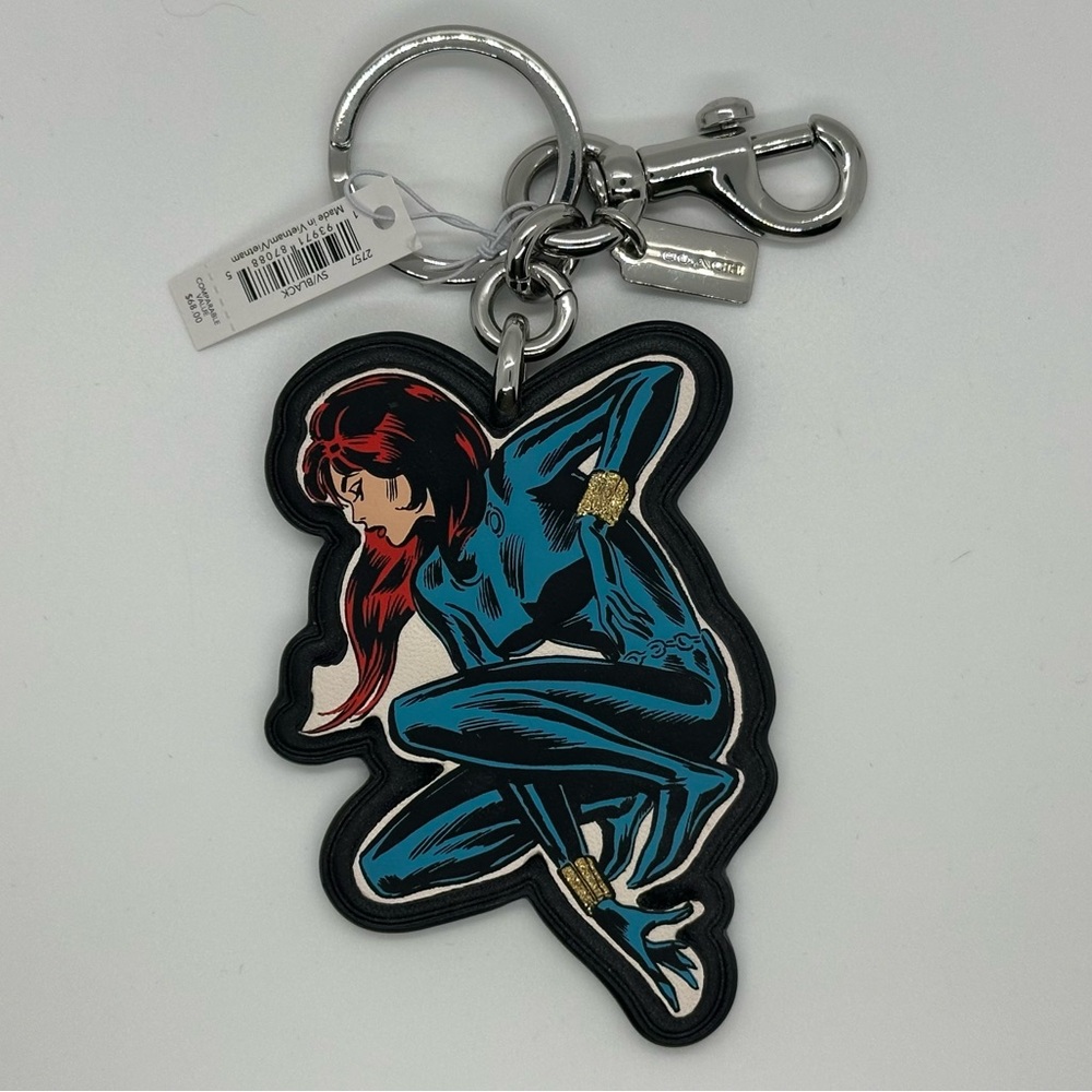 NWT Coach X Marvel Black Widow Bag Charm / Key Chain